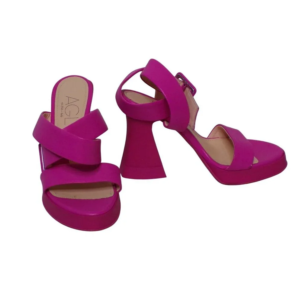 🆕 AGL Attilio Giusti Leombruni Janis Platform Sandal Shoes Leather Pink 6 - Picture 4 of 10